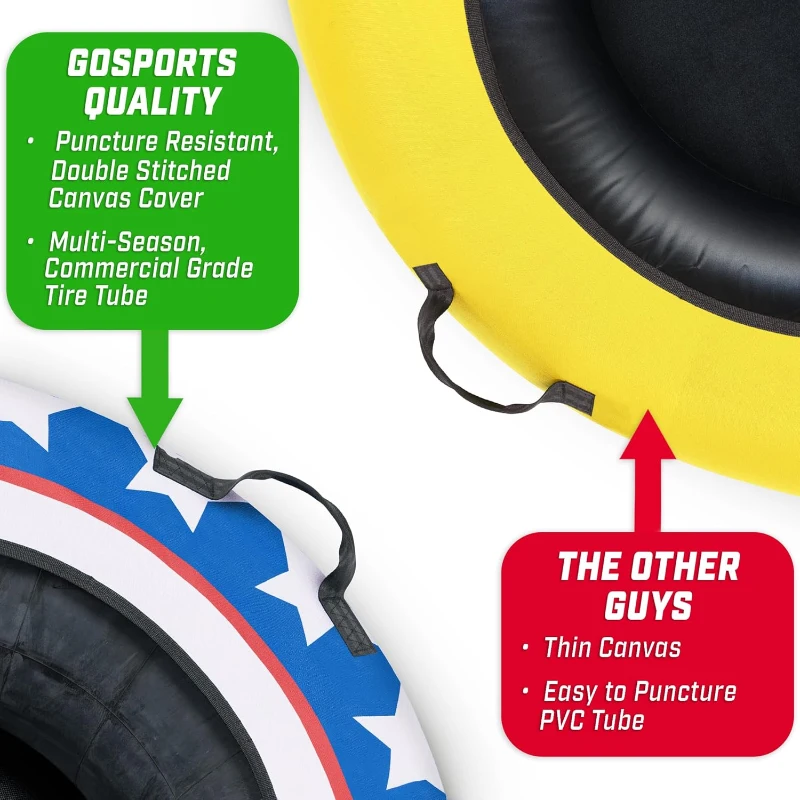 GoSports 44"" Heavy-Duty Winter Tube with Premium Canvas Cover — Commercial Sled, Multiple Styles Available