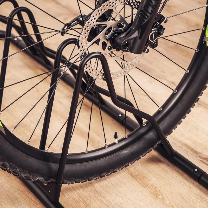 CyclingDeal Floor Bike Rack for Up to 6 Bikes — Indoor Garage Stand with Tire Grooves, Dual Holding Plates & Adjustable Spacing