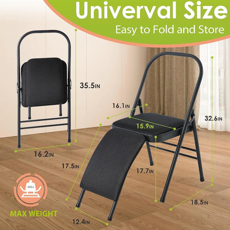 BODY RHYTHM Yoga Support Chair with Lumbar Backrest for Core & Abs, Handstand Balance, Flexibility, Strength Training and Back Pain Relief