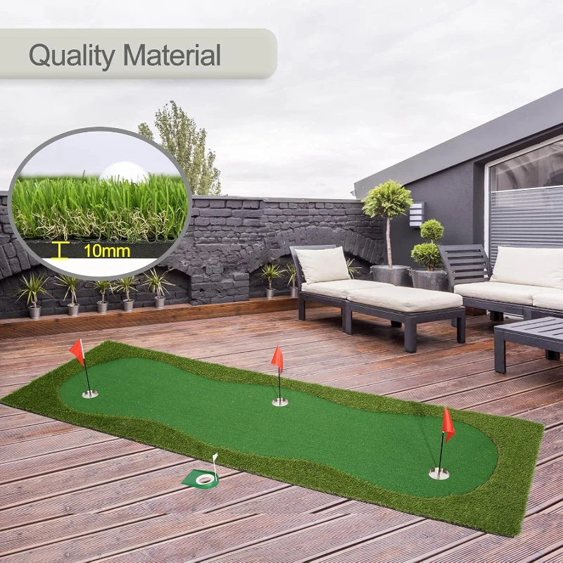 Chriiena Large Practice Putting Green Mat — Professional Indoor/Outdoor Golf Training Surface