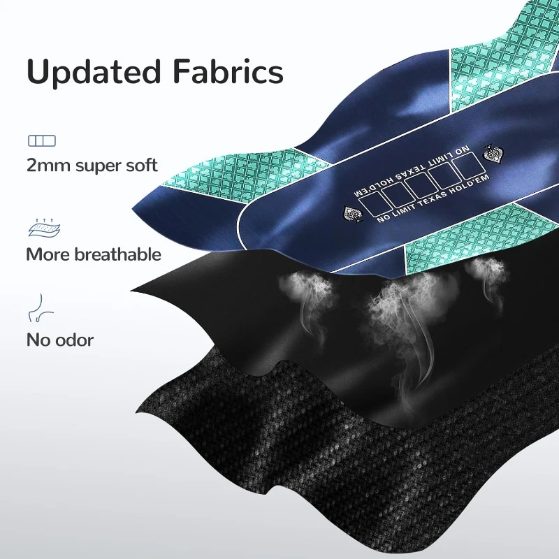 Waterproof Professional Poker Mat 70"" x 35"" - 8-Player Portable Rubber Texas Hold'em Table Top with Metal Zipper Tote for Cards, Blackjack and Casino Games