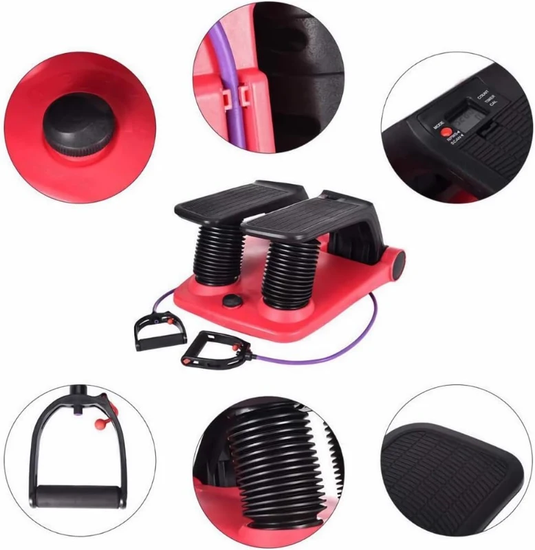 Air-Resistance Stepper Climber Fitness Machine with Adjustable Resistance Bands and Comfort Foot Pedals