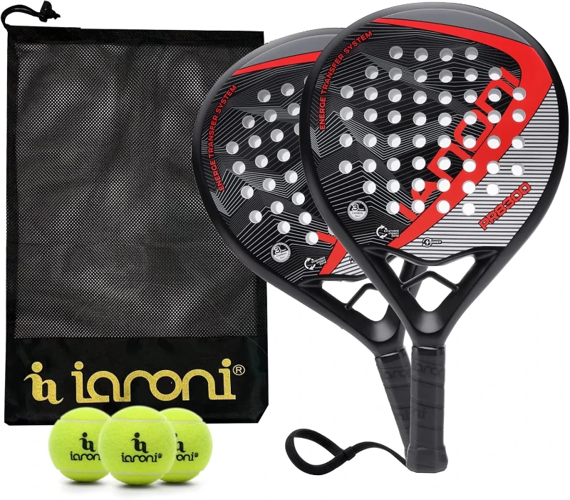 Performance Padel Racket — Carbon Fiber Face & EVA Memory Flex Foam Core, Extended Length