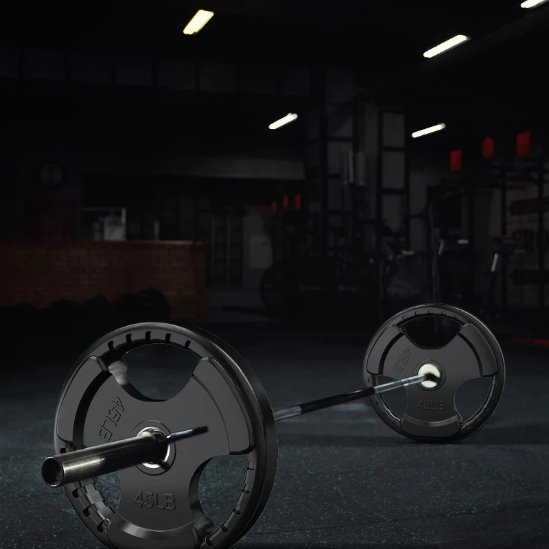 RitFit Olympic Rubber Grip Plates for Barbell — 2"" Hole Weight Plates for Strength Training, Available as Singles, Pairs or Sets (2.5/5/10/35/45 lb) — 315 lb Set