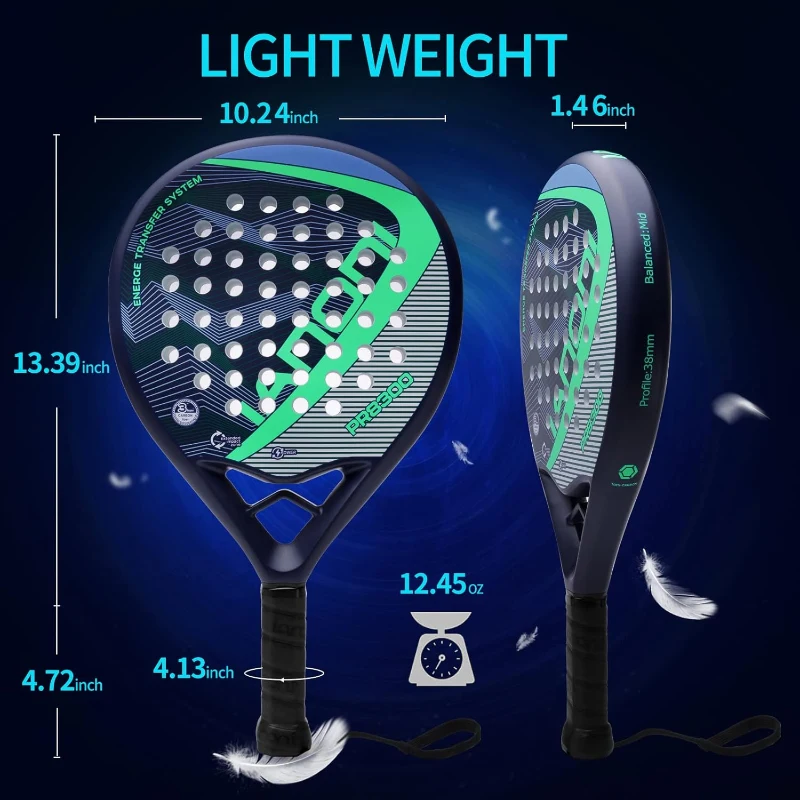 Carbon Fiber Surface Padel Racket with EVA Memory Flex Foam Core – Lightweight Paddle