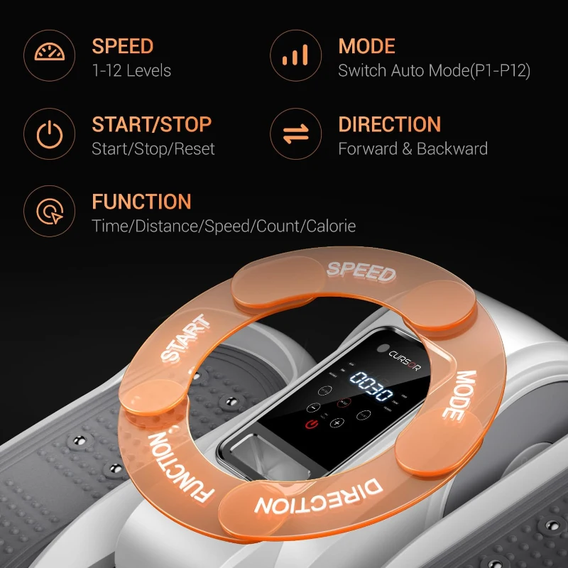 Under-Desk Elliptical Trainer – Electric Seated Pedal Exerciser with Remote, 12 Speed Levels, Forward/Reverse, Manual (HR) & Auto Modes for Home or Office