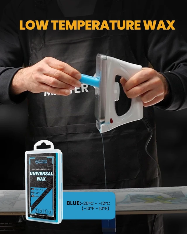 OutdoorMaster Ski & Snowboard Tuning and Waxing Kit - Waxing Iron, Universal Wax, Edge Tuner, Brushes, Scrapers, PTEX, Screws & Storage Bag