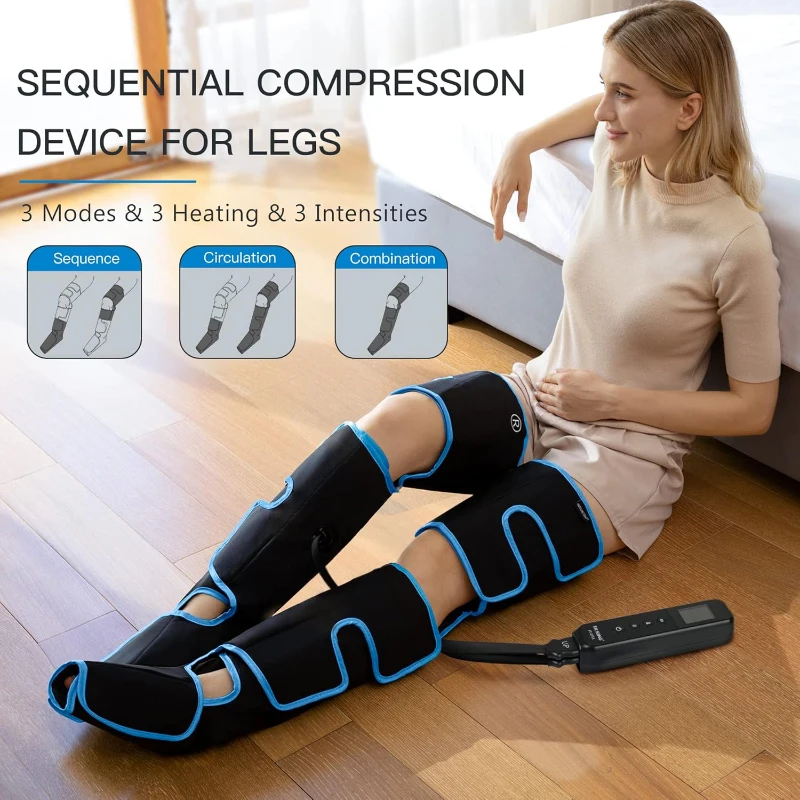CINCOM Air Compression Leg Massager with Heat — Wraparound Full-Leg Therapy for Circulation, Pain Relief & Muscle Recovery (FSA/HSA Eligible)