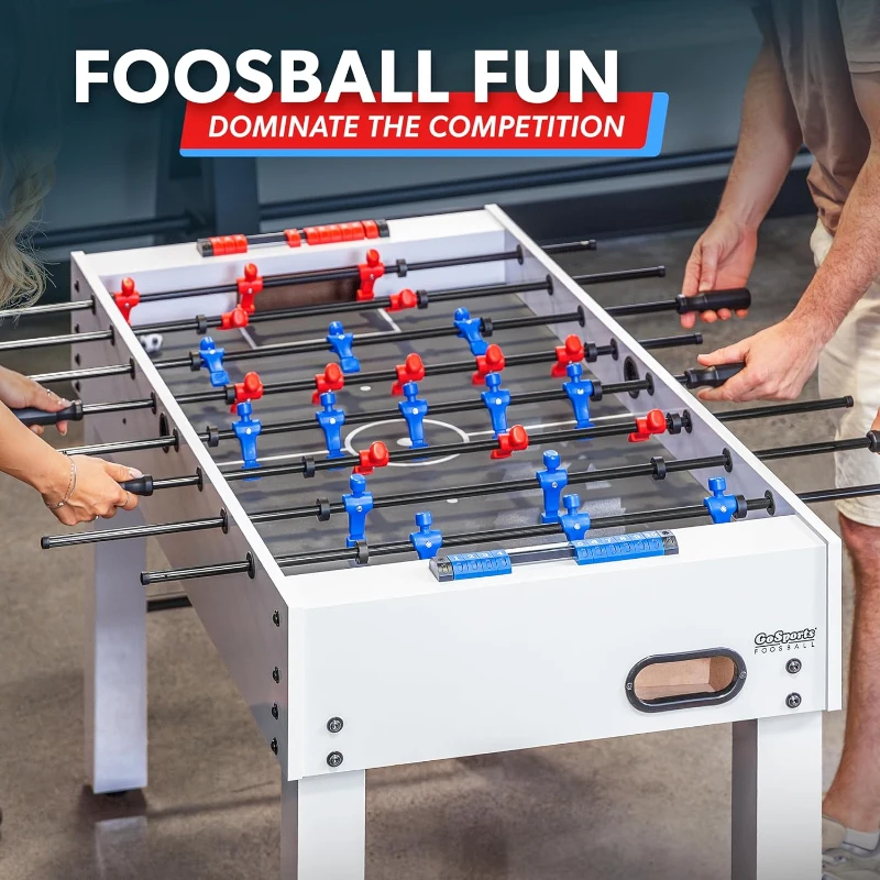 GoSports 48-Inch Foosball Table for Home, Office or Game Room - Gloss White Option