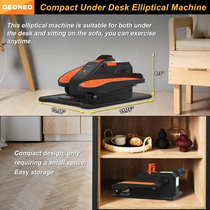 Under-Desk Electric Elliptical for Seniors, Quiet Portable Seated Pedal Exerciser with Remote, Manual & Auto Modes, 12 Speeds