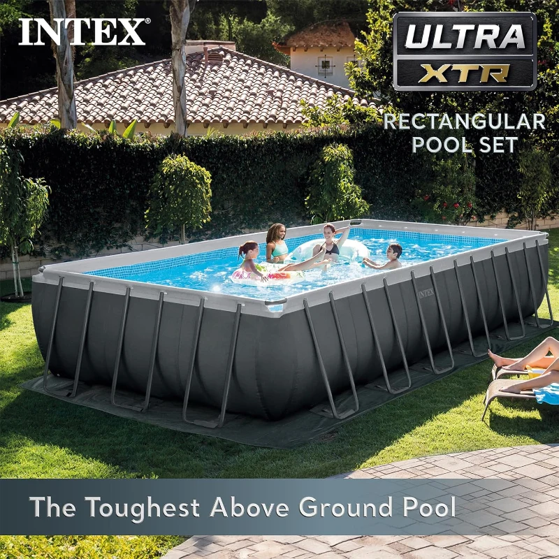 INTEX Ultra XTR Deluxe Rectangular Pool Set (26363EH) — 24' x 12' x 52"" with 2100 GPH Krystal Clear Sand Filter Pump