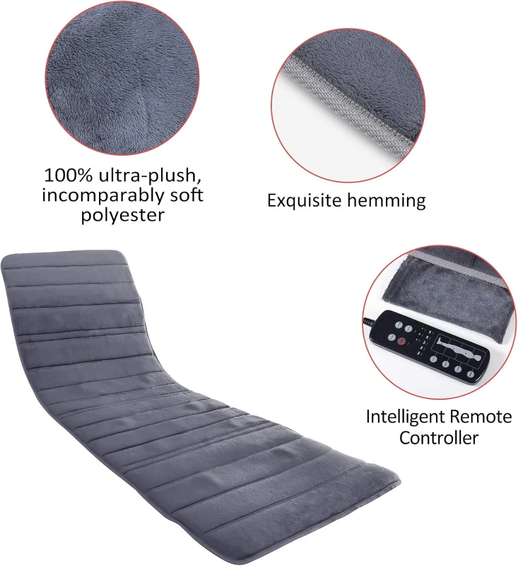 COMFIER Full-Body Vibration Massage Mat with Heat - Chair Pad with 10 Vibration Motors & Dual Heating Pads, Auto Shut-Off, Foldable Heated Massage Mattress Pad
