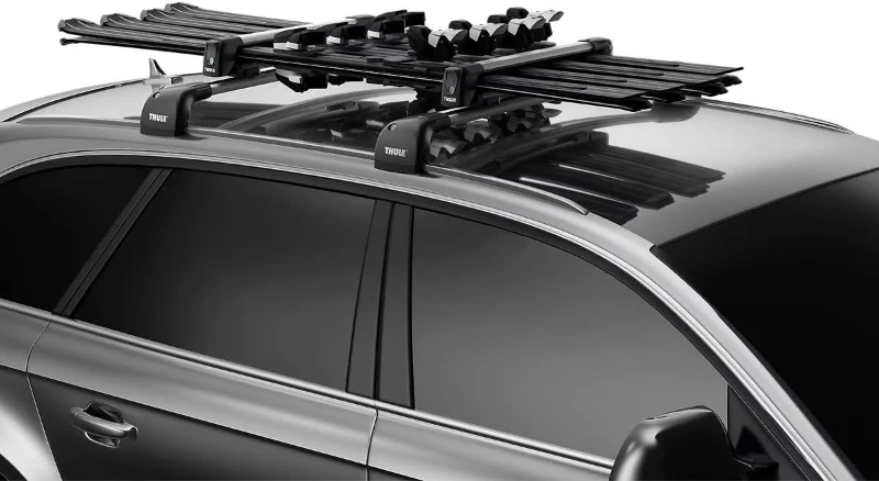 Thule SnowPack Ski/Snowboard Rack, Medium (4 Pr/2 Boards), Silver, Aluminum