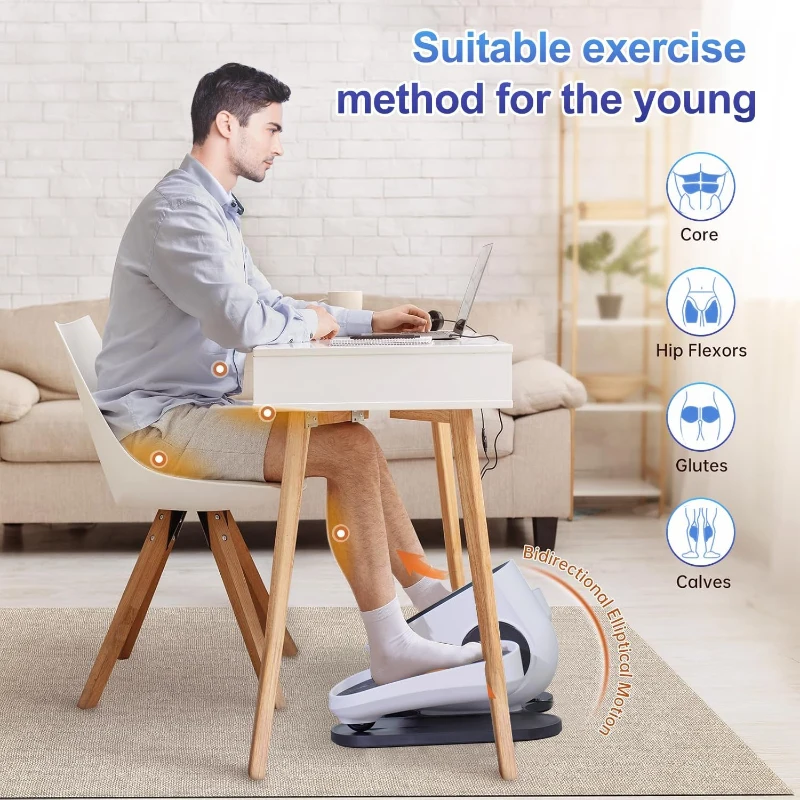 HJDFGSS Under-Desk Elliptical Machine — Electric Seated Pedal Exerciser for Leg Rehabilitation, 10-Speed, White