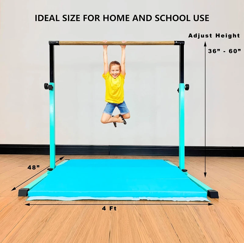 MARFULA Portable Kids Gymnastics Bar Set – 5 ft Crossbar, 4 ft Internal Width, 36""–60"" Height Adjustment, Foldable for Home & Club