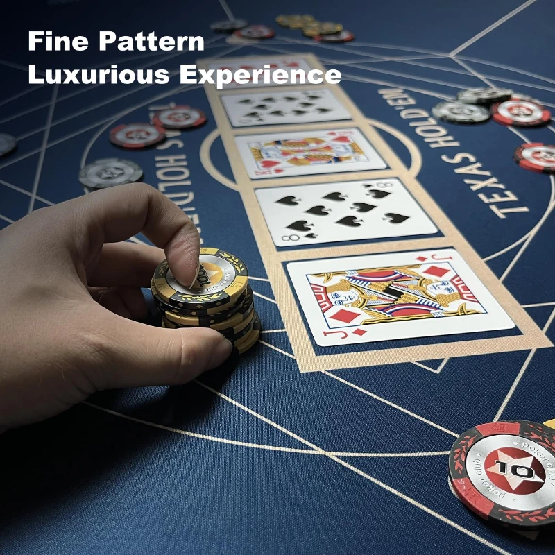 YUZPKRSI 47 Inch Round Poker Mat - Neoprene & Rubber Texas Hold'em Table Top, Portable with Carrying Bag, Casino Card Game Surface