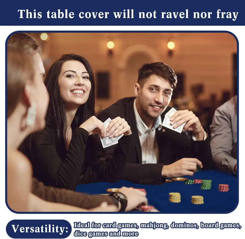 Frienda Blue Felt Game Table Cover 34"" x 34"" x 4"" – Foldable Tablecloth for Card Games, Mahjong, Jigsaw Puzzles and Board Games (Table Not Included)