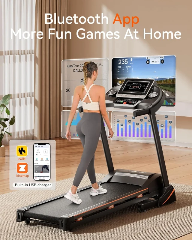 Home Treadmill with 0–15% Auto Incline, 3.0 HP Folding Treadmill for Running & Walking, 300 lb Capacity, Bluetooth & Pulse Monitor