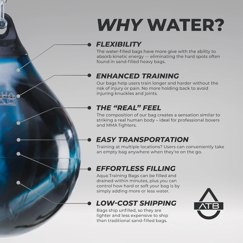 Aqua Training Bag 18 in 120 lb Water-Filled Heavy Punching Bag — Teardrop Design