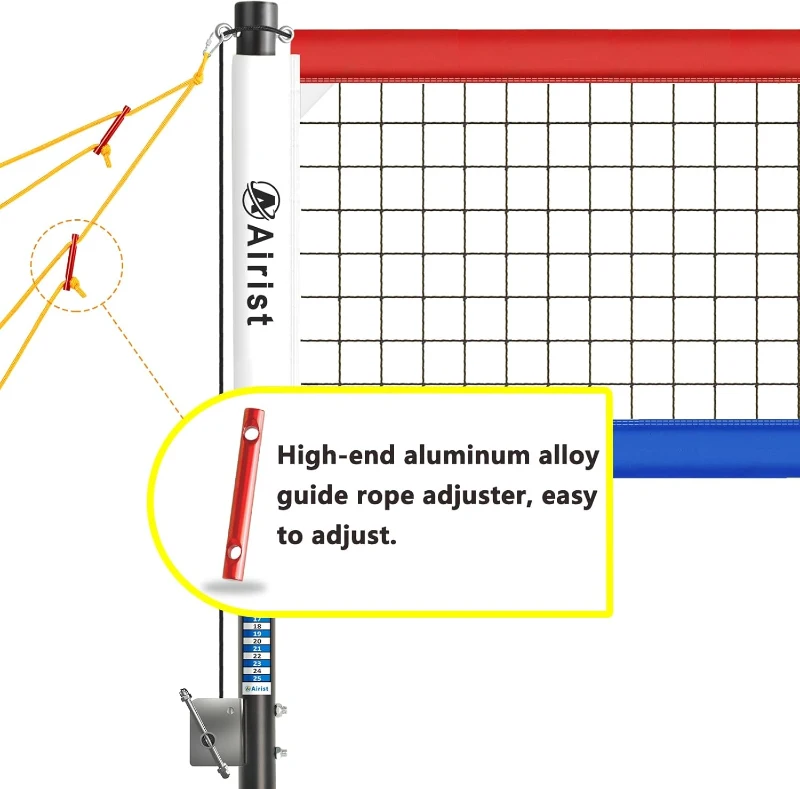 Heavy-Duty Outdoor Volleyball Net with Steel Anti-Sag System, Adjustable 42mm Aluminum Poles — Professional Backyard & Beach Set with Ball and Carry Bag