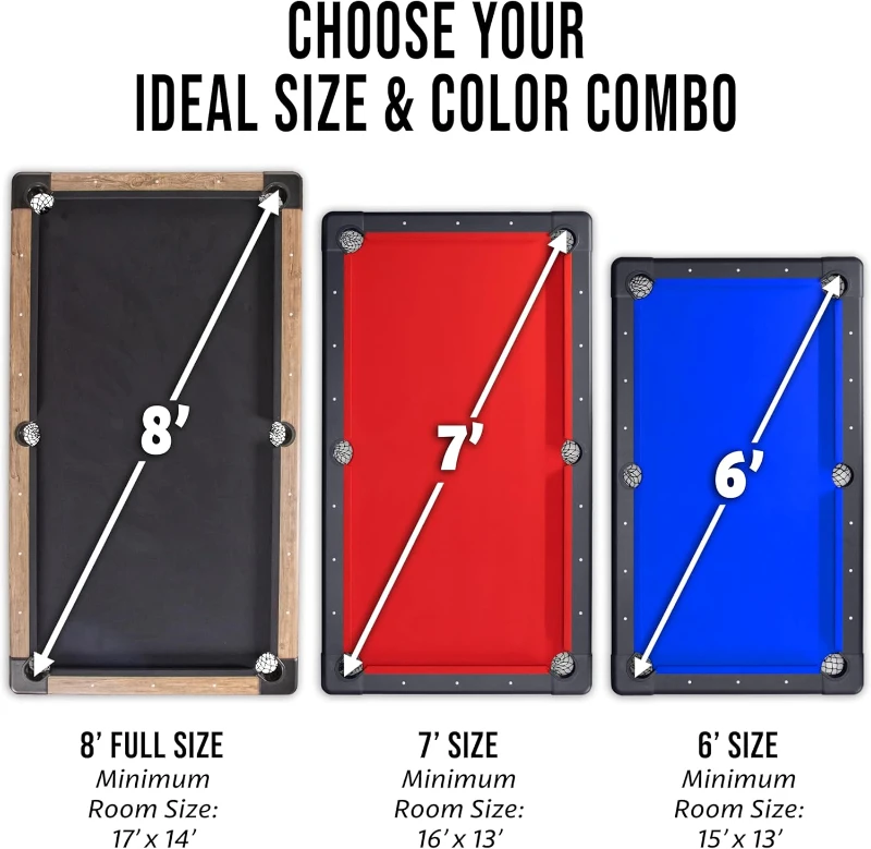 GoSports Fold-Out Pool Table (6/7/8 ft) — No Assembly, Select Your Color, Includes Balls, 2 Cues, Chalk & Brush