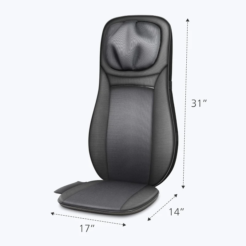 Snailax Shiatsu Neck & Back Massager with Heat — Full-Back Kneading and Rolling Massage Chair Pad with Height Adjustment
