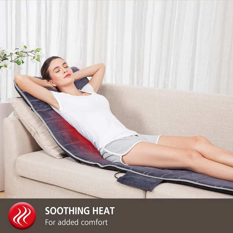 COMFIER Full-Body Vibration Massage Mat with Heat - Chair Pad with 10 Vibration Motors & Dual Heating Pads, Auto Shut-Off, Foldable Heated Massage Mattress Pad