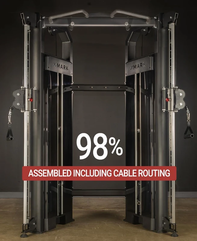 XMARK Functional Trainer with Dual 230 lb Weight Stacks, All-in-One Cable Crossover & Pulley System for Full-Body Strength Training (90"" Frame)