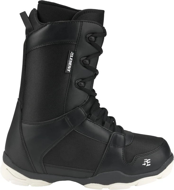 5th Element ST Lace & Dial Men's Snowboard Boots - Black, Works with Strap Bindings, Waterproof Inner Liners, All-Mountain