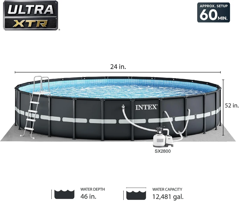 Intex Ultra XTR Deluxe 24' x 52"" Above-Ground Swimming Pool Set with Krystal Clear Sand Filter Pump — Super-Tough, Rust-Resistant