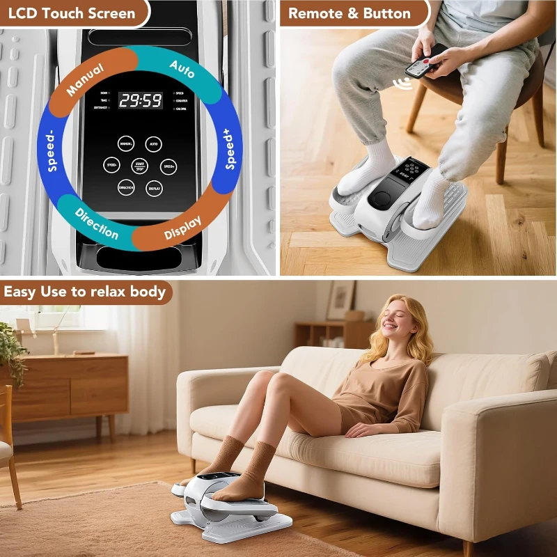 Under-Desk Mini Elliptical Exercise Machine (As Seen on TV), Electric Seated Pedal Trainer for Adults & Seniors with 12 Modes