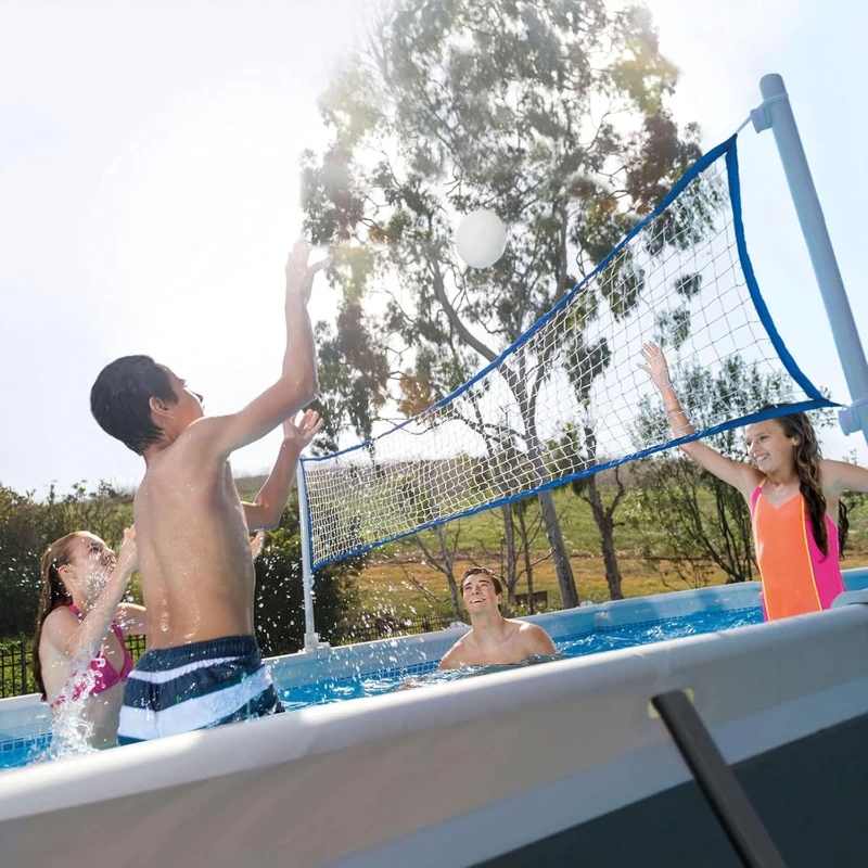 Intex 26367EH XTR Frame Rectangular Pool 24ft x 12ft x 52in with Krystal Clear Sand Filter, Removable Ladder, Cover and Ground Cloth – Large Above-Ground Backyard Pool