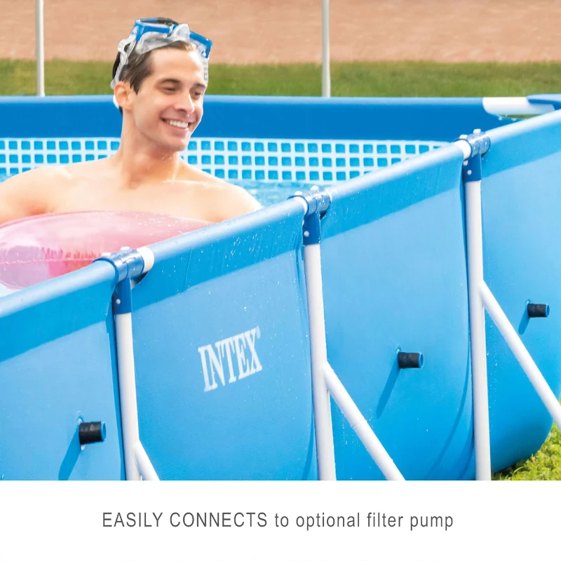 Intex Rectangular Frame Backyard Pool, 14.75 ft x 86 in x 33 in with Flow Control Valve, Blue (Pool Only)