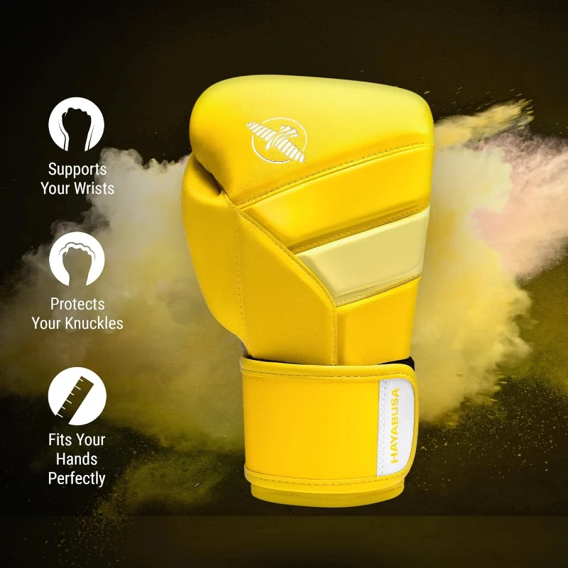 Hayabusa T3 Boxing Gloves for Men and Women — Dual-X Hook & Loop Closure, Splinted Wrist Support, 5-Layer Foam for Knuckle Protection