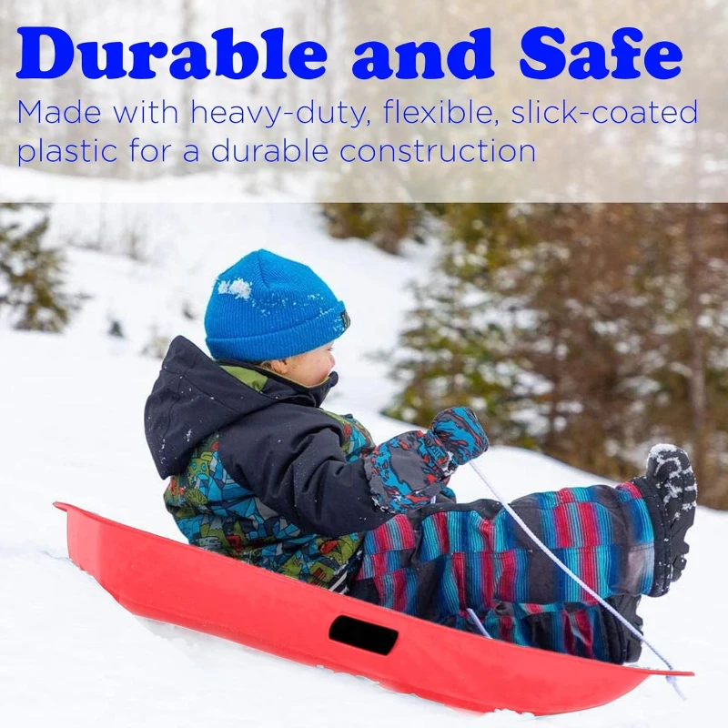 Slippery Racer Downhill Sprinter Flexible Kids & Toddler Toboggan Sled — Blue, Cold-Resistant with Pull Rope and Handles