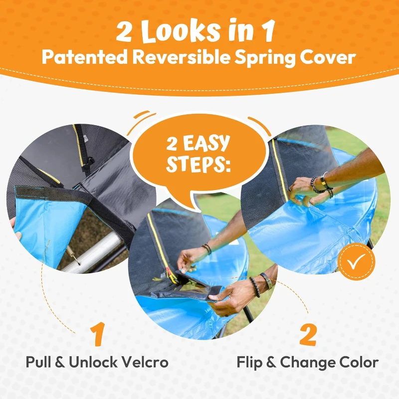 JUMPZYLLA Trampoline Outdoor (8/10/12/14/15/16 FT) with Safety Net and Ladder, ASTM Certified Recreational Trampoline for Kids & Adults, Anti-Rust Coated Frame