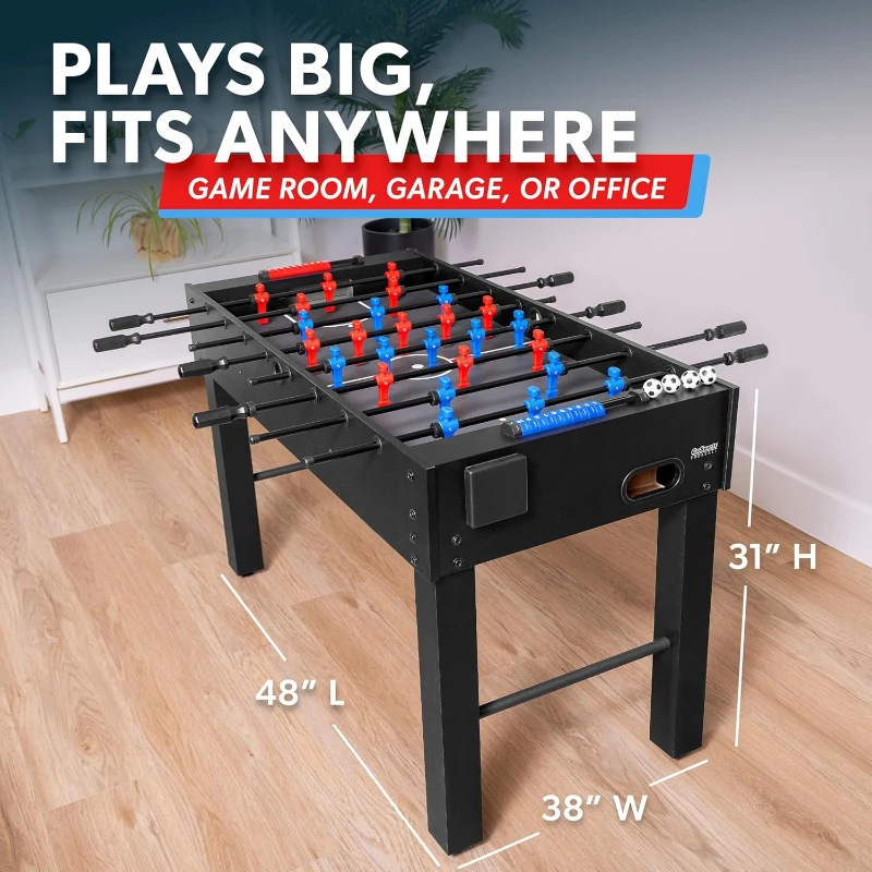 GoSports 48-Inch Foosball Table for Home, Office or Game Room - Matte Black Option