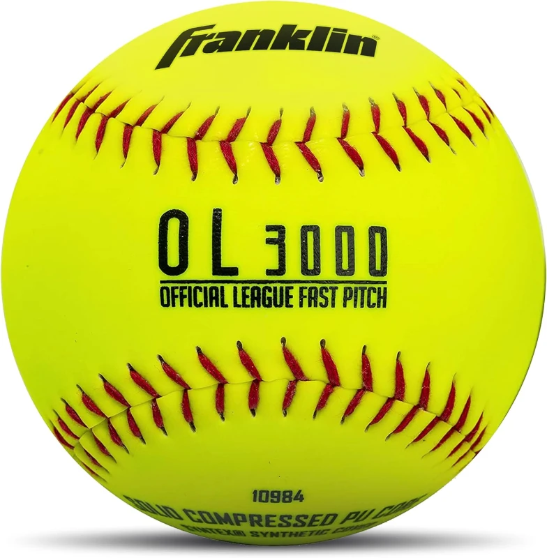 Franklin Sports OL3000 Fastpitch Official Game Softball - 12"" Optic Yellow, Tournament Grade, Single Ball