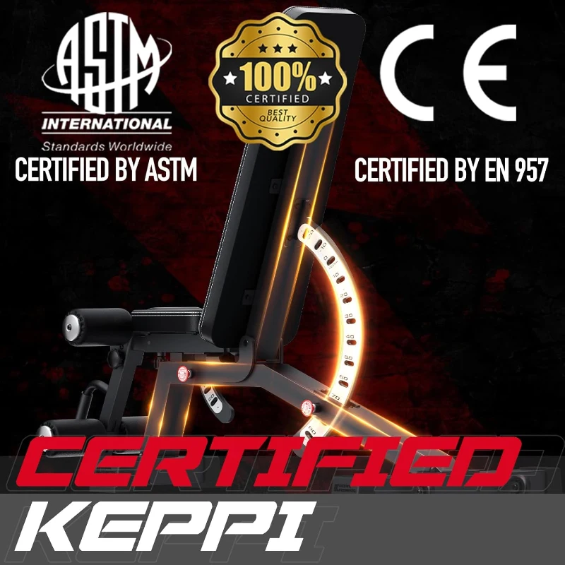 KEPPI Bench1000 PRO Adjustable Weight Bench – Heavy Duty 1200 lb Capacity, 36+ Position Incline/Flat/Decline, Removable Foot Catch, Home Gym