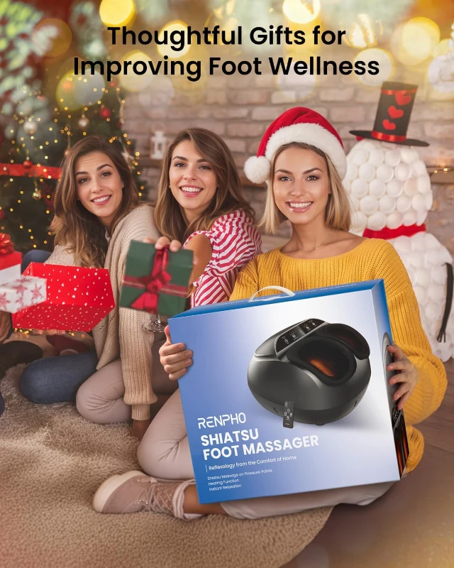 RENPHO 2026 Upgraded Full-Cover Foot Massager with Heat, 3D Rolling & Air Compression, Wireless Remote, FSA Eligible, Fits Up to US Size 13 (Black)