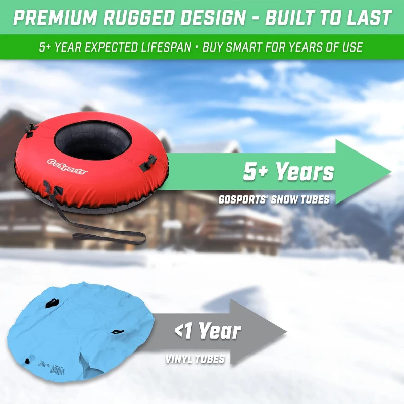GoSports 44"" Heavy-Duty Winter Snow Tube with Premium Double-Stitched Canvas Cover & Coated Bottom — Commercial-Grade, Multiple Styles