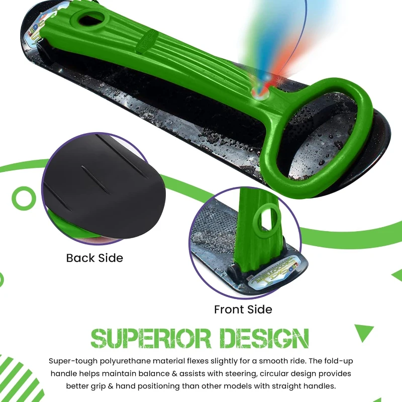 Geospace Ski Skooter Foldable Snow Scooter with LED – Multi-Purpose Snow Sled, Snow Skate & Kids Snowboard for Teens and Adults