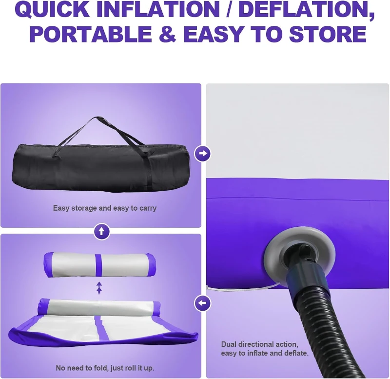 FBSPORT Inflatable Air Gymnastics Track – 16ft (197"" x 39"" x 3.9""), 4/8-inch Inflatable Training Mat with Electric Pump for Home, Training, Cheerleading, Yoga and Water Use