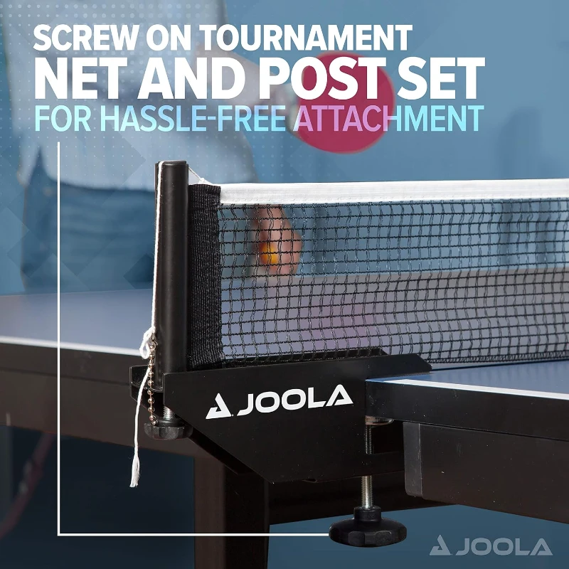 JOOLA Inside Professional 9x5 ft MDF Indoor Ping Pong Table – 25 mm Tournament-Thickness Top, Quick-Clamp Net & Post, 10-Min Assembly, Foldable Playback Mode