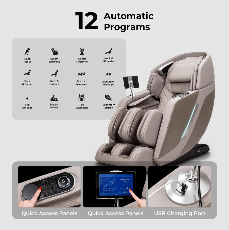 Titan 4D Ultima - Brown Full-Body Massage Chair with 4D SL-Track, Airbag Therapy, Zero Gravity, Foot Roller & Touchscreen Controller