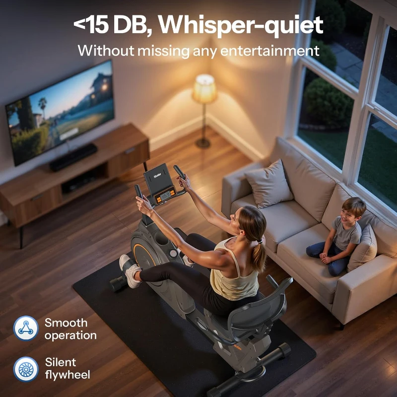 Niceday Heavy-Duty Recumbent Exercise Bike for Home – Magnetic Resistance, Smart App Compatible, LCD Monitor, Heart-Rate Handles, 400lbs Capacity