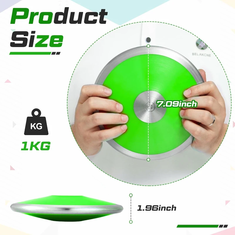 Wettarn 2-Pack 1 kg Discus - 18 cm Nylon Practice Discus for Men & Women, Track and Field Training Equipment