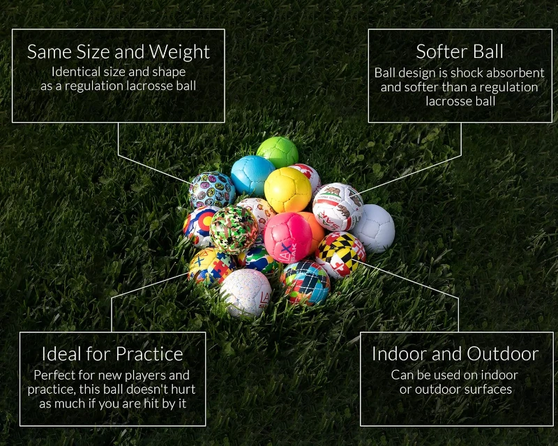 Lax Sak Soft Lacrosse Practice Balls — Available in 1/2/3/6/12/24/36/60/120 Packs | Matches Regulation Size & Weight, Minimal Rebound for Indoor and Outdoor Use