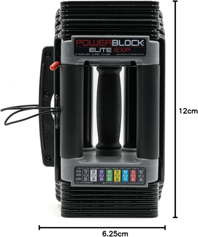 PowerBlock Elite EXP Stage 1 Adjustable Dumbbells — Pair 5–50 lb (Expandable), Durable Steel Construction, Compact All-in-One Strength System