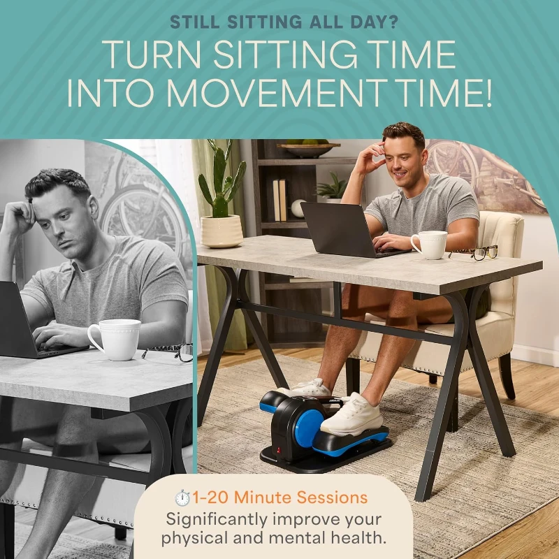 Lifepro AutoGlide Under-Desk Elliptical — Seated Pedal Exerciser for Adults & Seniors (with or without Red Light) — Quiet, Portable Leg Trainer for Home or Office